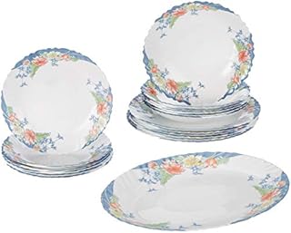 Dajar Florine Dinner Service Arcopal 19-Piece Set, Glass, white/red/blue/yellow, 33 x 33 x 31 cm,  Units