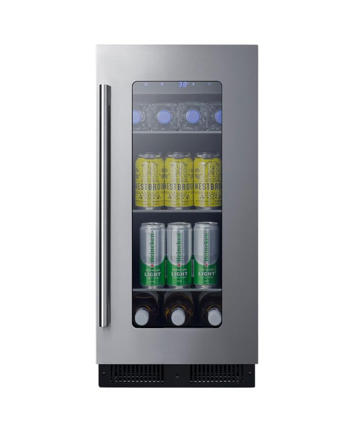 Summit 15” Beverage Center, 2.6 Cu.Ft. Capacity, Built-In, ADA Compliant, Stainless Steel & Glass - Albv15lhd (Left Handed Door Swing) on Fridge.com - View 3
