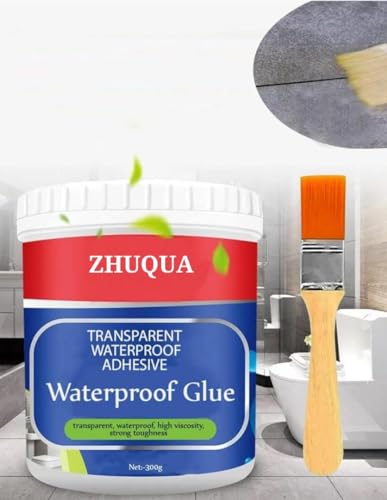 Image of ZHUQUA 1 Crack Seal Glue 300gm with Brush Transparent Waterproof Glue for Roof Leakage Crack Seal Agent Roof Water Leakage Solution Water Proof Glue Transparent Glue Waterproofing for Pipe Wall Tiles