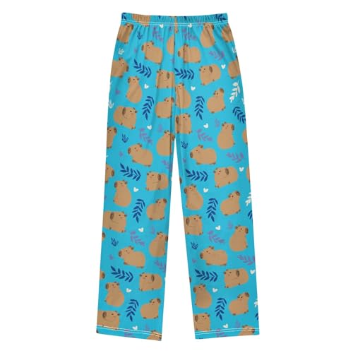 Blue Cute Capybara Pajama Pants Elastic Waist Lounge Pajama Bottoms Long Pj Pants with pockets2