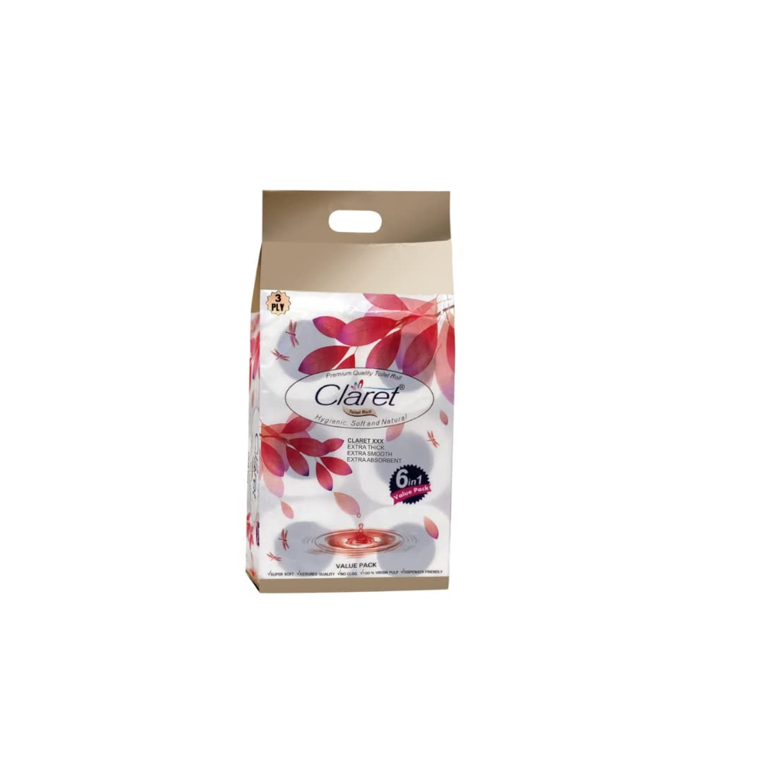 Claret Gold Premium,Hygeinic, Super soft & Natural Toilet Rolls 6 in 1 (3 Ply)-image-43