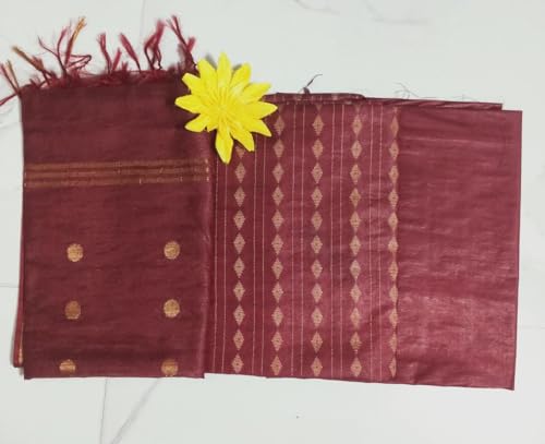 Image of STB-SILK TEXTILES BHAGALPUR Women's Bhagalpuri Cotton Silk Unstitched Salwar Suit Dress Material With Dupatta