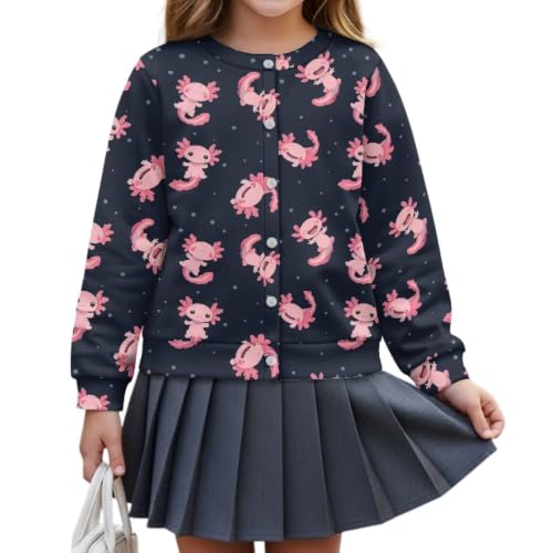 Image of Girls Cardigans Sweater Long Sleeve Crew Neck Button Down Sweaters School Outerwear for Kids Fall Winter Tops