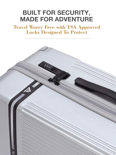 Image of FUR JADEN The Aviator Set of 2 German Polycarbonate Travel Luggage Suitcase with 8 Silent Shock Absorbing Wheels, TSA Lock & Aerospace Grade Wide Handle (Starry Silver, Set of 2 - Cabin+Medium)