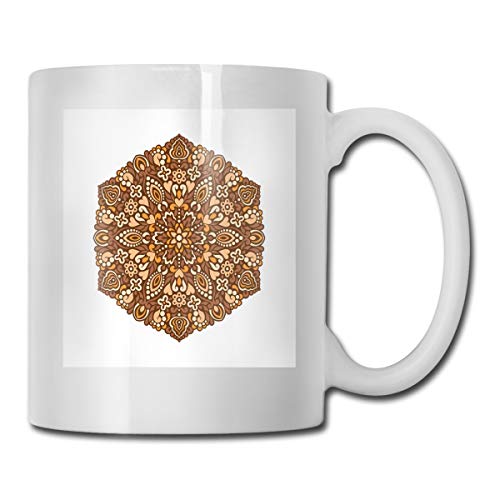 Funny Ceramic Novelty Coffee Mug 11oz,Vintage Ornate Floral Mandala Ethnic Round Motif From Asian Cu - //coolthings.us