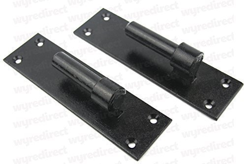 2 Heavy Duty Wrought Iron Gate Hinge Brackets 19mm Pin Gate Screw On Black
