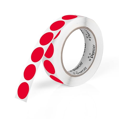 Perco Red 1-Inch Round Circle Dot Sticker Labels with Easy Peel Perforation - 1,000 Labels per Roll...