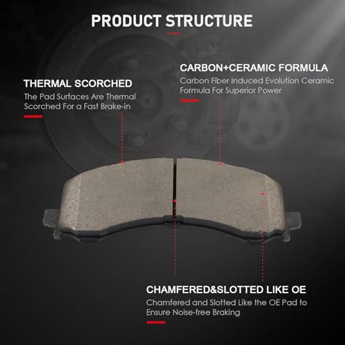 Image of cciyu D2382 Front Ceramic Disc Brake Pads Kit For Ford For Bronco 2023,For Ford For Expedition 2022-2023,For Ford For F-150 2021-2023,For Ford For F-150 Lightning 2022-2023