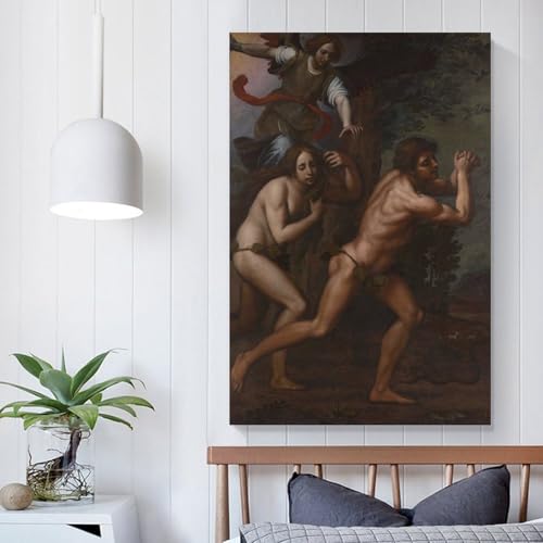 Toile L'Expulsion d'Adam affiche art mural et peinture de décoration de chambre 60 x 90 cm