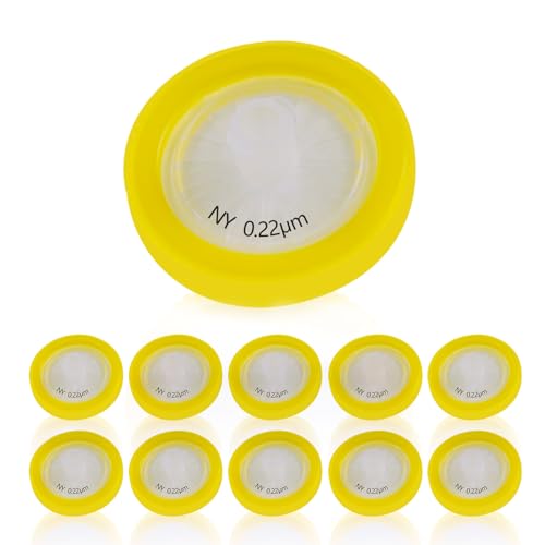 Image of PEKYBIO Syringe Filter Nylon Hydrophilic Filtration 0.22μm Pore Size, 25mm Membrane Diameter for Lab, Pack of 100, Non-Sterilized