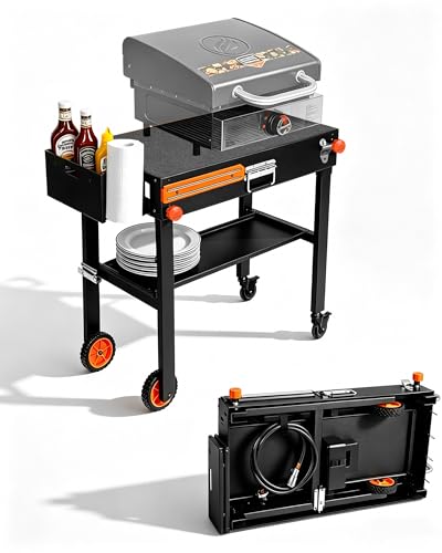 Blackstone Stand for 17 or 22 Griddle Heavy Duty 450 LBS Blackstone Table Foldable Portable Grill Cart with Locking Wheels 20s Quick Setup Anti-Wobble Ideal for Backyard Camping Tailgating