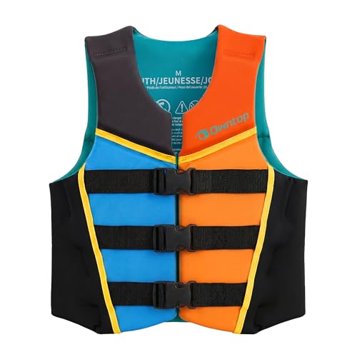 Owntop Swim Vest Youth 75-125 lbs, Neoprene Swim Jacket Kids, Adjustable Straps Buckles, Lightweight, Swimming Training, Boating, Kayak, Water Sports (Multi-Color, L) - image 1