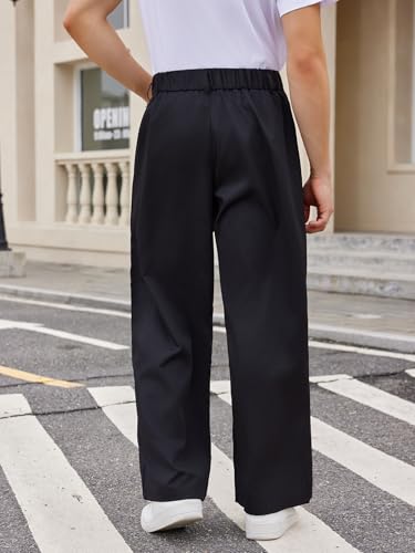 OYOANGLE Men's Pleated High Waist Wide Leg Pants Loose Fit Casual Pants with Pocket2
