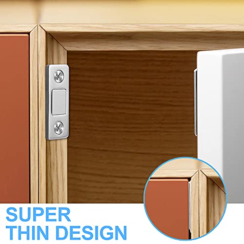 Image of FATLODA 4 Pack Ultra Thin Cabinet Magnetic Catch, Upgrade Stainless Steel Magnetic Door Catch, High Magnetic Cabinet Door Magnets for Kitchen Cupboard Wardrobe Closet Drawer Latch