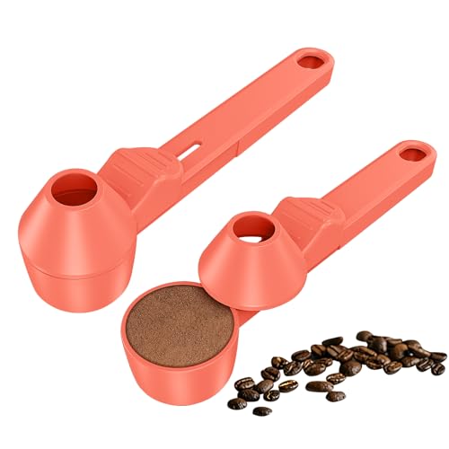 Image of Coffee Scoop & Funnel for Reusable K Cup Refillable Coffee Pods, Coffee Measuring Spoon 2 Tablespoon Capacity, Scoop with Funnel for Ground Coffee, Protein Powder, Tea (Orange, 2 Pack)