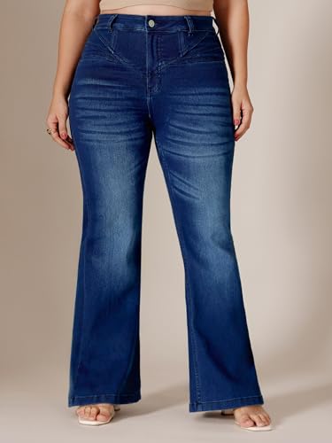 Image of Miss Chase A+ Women's Wide-Leg High Rise Regular-Length Stretchable Denim Jeans