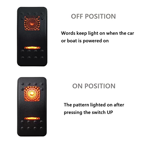 Image of Orange Led Momentary Rocker Switch for Car Marine Boat Caravan Vehicle Off-Road Pickup 5P (ON)-Off SPST Switch with Wires
