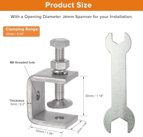 Image of Stainless Steel C Clamps, Mini Tiger Clamp Set for Mounting, Heavy Duty Metal U Clamps, Small Desk G-Clamp with 1.18 Inch Stable Wide Jaw Opening for Metal Working Woodworking Welding Building (6pcs)