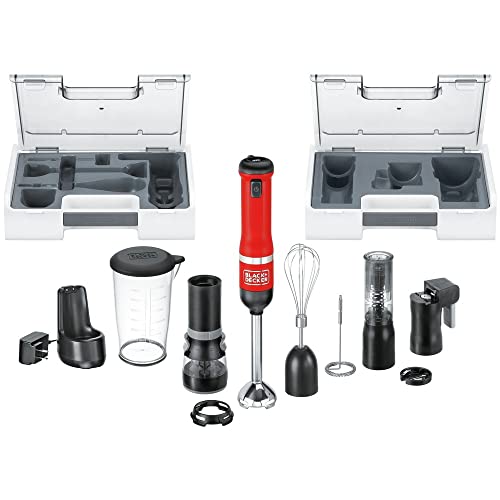 BLACK+DECKER Kitchen Wand Cordless Immersion Blender, 6 in 1 Multi Tool Set, Hand Blender with Charging Dock, Red (BCKM1016KS06) image 2