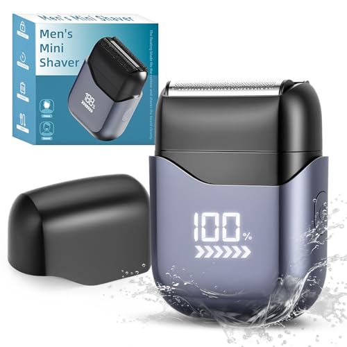 Kiaxffy Mini Rasoir Électriques Hommes,IPX7,Wet & Dry PortableTondeuse Barbe avec Affichage LED,têtes flexibles 3D,Rechargeable USB, pour maison, voyages