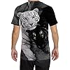 Men's Black White Tiger T-Shirt 3D Print T-Shirt Men Funny Graphic Tee Men(Black White Tiger-XL), White, X-Large #1