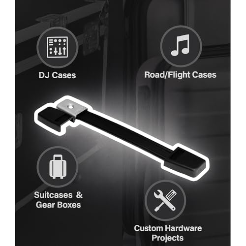 Image of PENN ELCOM Steel Strap Handle with Metal End Caps and Plastic Cover (19.68x2.75x0.85) Combo of 4 | DJ Cases & Suit Cases | Non-Slip, Strong & Comfortable | Black