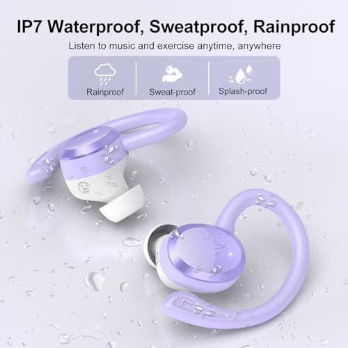 Image of Wireless Earbuds, Bluetooth Earbuds, Bluetooth 5.4 Headphones 68hrs Playtime Sport Earphones with LED Display ENC Noise Cancelling Mic, IPX7 Waterproof Over Ear Ear Buds with Hook for Gym /Workout