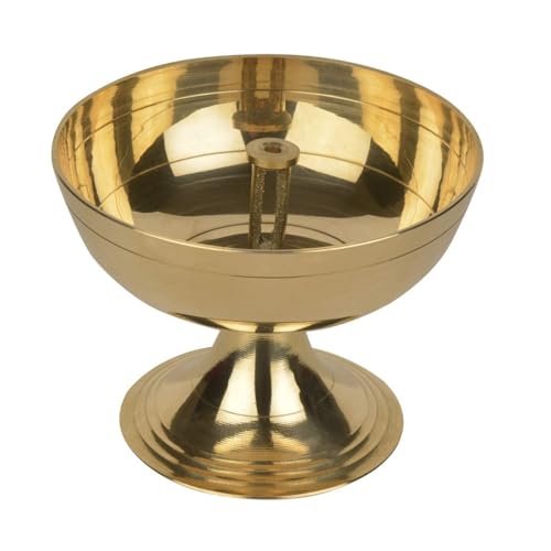 Reviews de Lámparas de aceite del mes. 43 Akhand Jyoti Diya - Lámpara de aceite tradicional de latón macizo puro, capacidad de 200 ml, paquete de 1