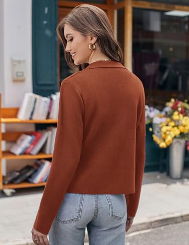 Image of GRACE KARIN Women Sweater Blazer Casual Work Croppped Cardigan Lightweight Button Front Short Knit Blazer Jacket S-XXL