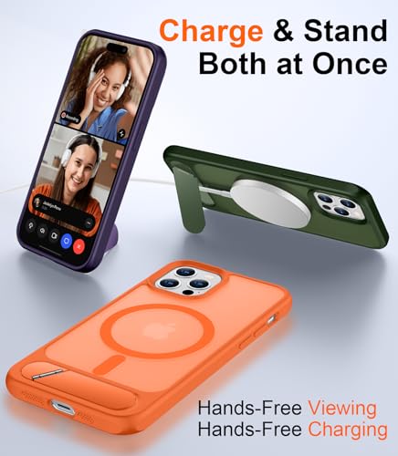 Image of Magnetic Compatible with iPhone 12 Case & iPhone 12 Pro Case, [Built-in Invisible Kickstand][Compatible with MagSafe][Military Grade Shockproof] Slim Translucent Matte Phone Case 6.1 inch