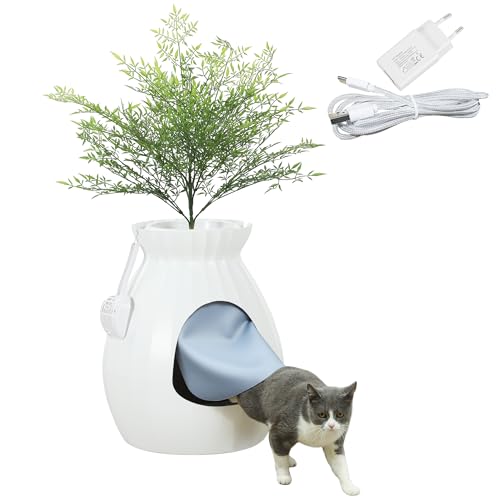 PawHut Lettiera per Gatti Antiodore a forma di Vaso con Paletta e Cavo di Alimentazione, Lettiera per Gatti Chiusa in ABS e Acciaio Inox, 50x48.5x58.7 cm, Bianco