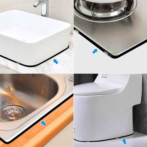 Selbstklebend Flexible Zierleisten Selbstklebend, zum Herd, Waschbecken, Toilette, Fliesenrand, Wandecke, Fußleiste, Boden (schwarz)