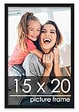 Poster Palooza 15x20 Contemporary Black Wood Picture Frame - UV Acrylic, Foam Board Backing, &...