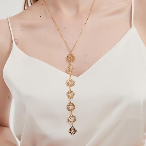 Spiritual Chakra Necklace for Women Trendy - Gold Long Necklaces Yoga Dainty Trendy Y Prom Birthday3