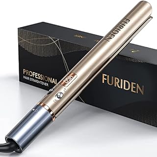Hair Straightener and Curler 2 in 1, Straightener and Curling Iron in One, Flat Iron Hair Straightener, Flat Irons for African American Hair, Curling Straightening Iron-1 inch/Gold