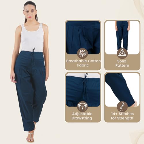 Image of Happy Bunny Salwar Pant for Women, Fine Cotton Ethnic Trousers with Drawstring Waist, Comfortable Daily, Office & Casual Wear Bottoms