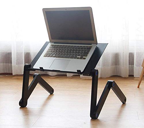 Tragbare Tisch Folding Aluminium Laptop-Schreibtisch, Verstellbarer Laptop Stand Ergonomischer Frühstück Bett-Behälter-Bücherregal for
