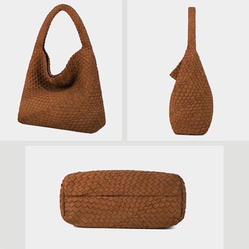 Image of Queenoris Fashion Hobo Bags for Women Top-handle Shoulder Bag Vegan Leather Purses Soft Summer Tote Bag | WOVEN