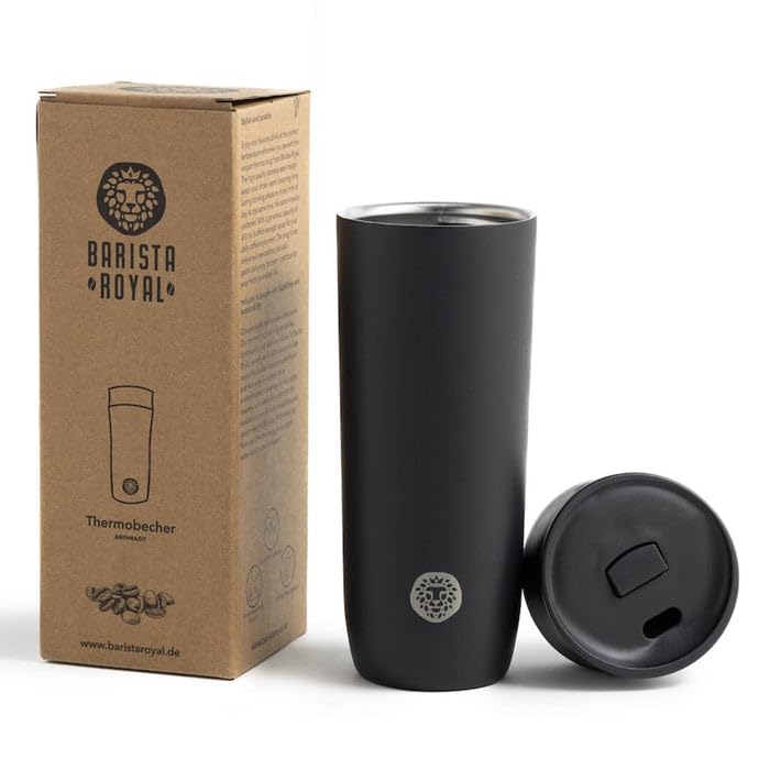 Kaffee Thermo­be­cher aus Edel­stahl - Kaffeebecher to go Coffee Becher - Tum­b­ler - Anthrazit - 450ml
