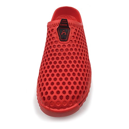 Amoji Garden Clogs Shower Shoes Rubber Sandals Yard Beach Pool House Summer Slipper 1702 Red 9 Women/7.5 Men