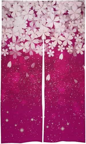 のれん 暖簾 間仕切り 桜 サクラ 和柄 和風 ドアカーテン 目隠し 玄関カーテン 断熱防寒 部屋仕切り 壁掛け 四季兼用 簡単取り付け プライバシー保護 遮光 リビングルーム 飲食店 出入り口 洗面所 86 X 143cm