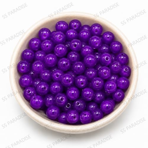 Image of SS Paradise 8mm Glass Beads (6 Colors 300 Pieces) for Jewellery Making | Round Loose Beads Strands for Necklace, (Set 3)