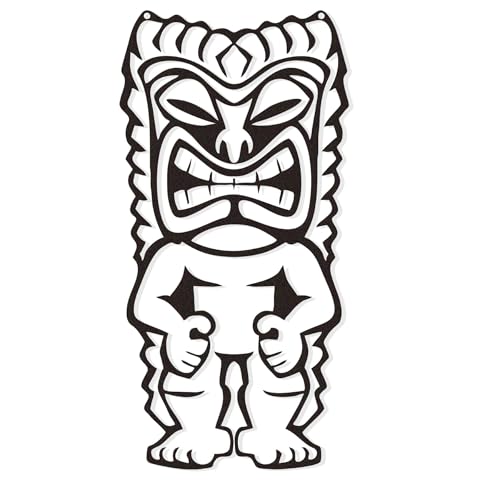 Zckjnoi Tiki Wall Decor - 15.8x7.9 Inch Polynesian Iron Wall Art, Outdoor Tiki Statue Decorations for Patio Garden, Hawaiian Home Decor Tribal Sculpture