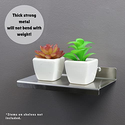 Deco Gables Designs 2 Modern Brushed Stainless Steel Bathroom Toilet Phone Shelves Floating Wall Holder Hanging Decor Durable Polished Solid Polished Metal Ledge With Mounting Hardware #TOP3