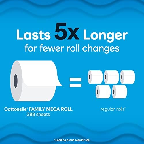 Cottonelle Ultra Clean Toilet Paper with Active CleaningRipples, 1- Ply, 24 Family Mega Rolls (4 Packs of 6) (24 Family Mega Rolls= 132 Regular Rolls), 388 Sheets per Roll, Packaging May Vary 5 Cottonelle Ultra Clean Toilet Paper with Active CleaningRipples, 1- Ply, 24 Family Mega Rolls (4 Packs of 6) (24 Family Mega Rolls= 132 Regular Rolls), 388 Sheets per Roll, Packaging May Vary