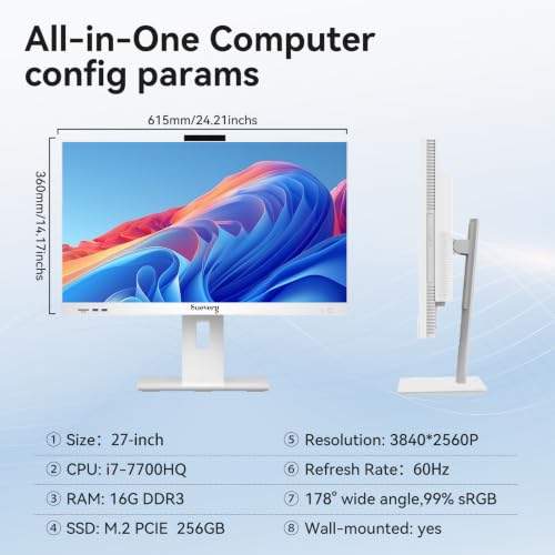 Image of suevery 27 inch Touchscreen All-in-One Desktop Computer Core I7 4K