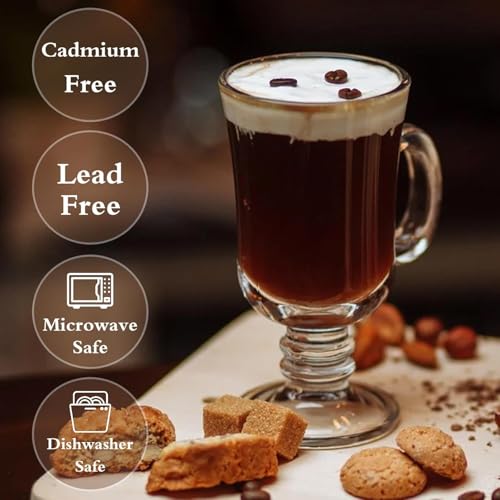 Image of 250 ML Glass Coffee Mug Set, with Convenient Handle, Tea Glasses for Hot /Cold Beverages, Thermal Shock Resistant, Tempered Glass, Mugs for Cappuccino (Delux Mug, 6 Count (Pack of 1))