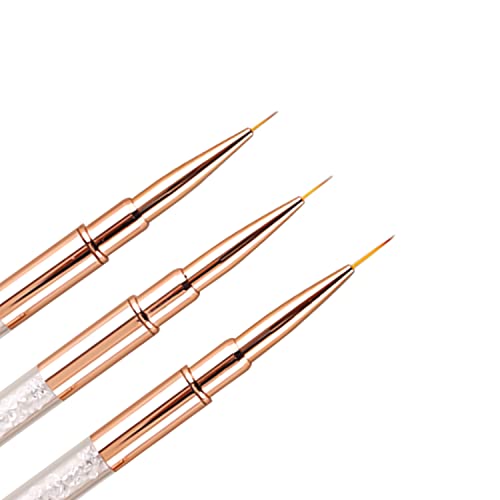 Wokoto 3Pcs Luxary Gold Thin Liner Nail Design Brushes With Caps Detail Painting Nail Brushes 7Mm /9Mm /11Mm Thin Nail Art Brush Liner Brush For Nails Nail Polish Pens Nail Dotting Drawing Brushes #TOP4