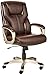 Amazon Basics Executive High Back Office Chair, Adjustable Height, Tilt, Swivel, Padded Armrests, Brown/Gold