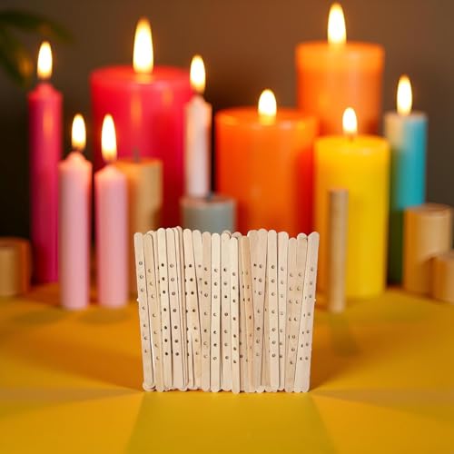 50 piezas de barras de mecha de madera para velas miniatura 3